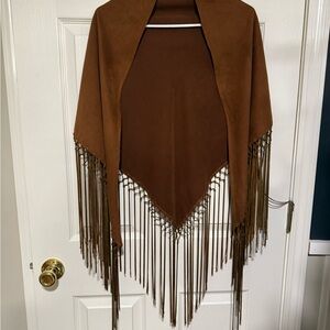 Cejon Brown Fringed Poncho